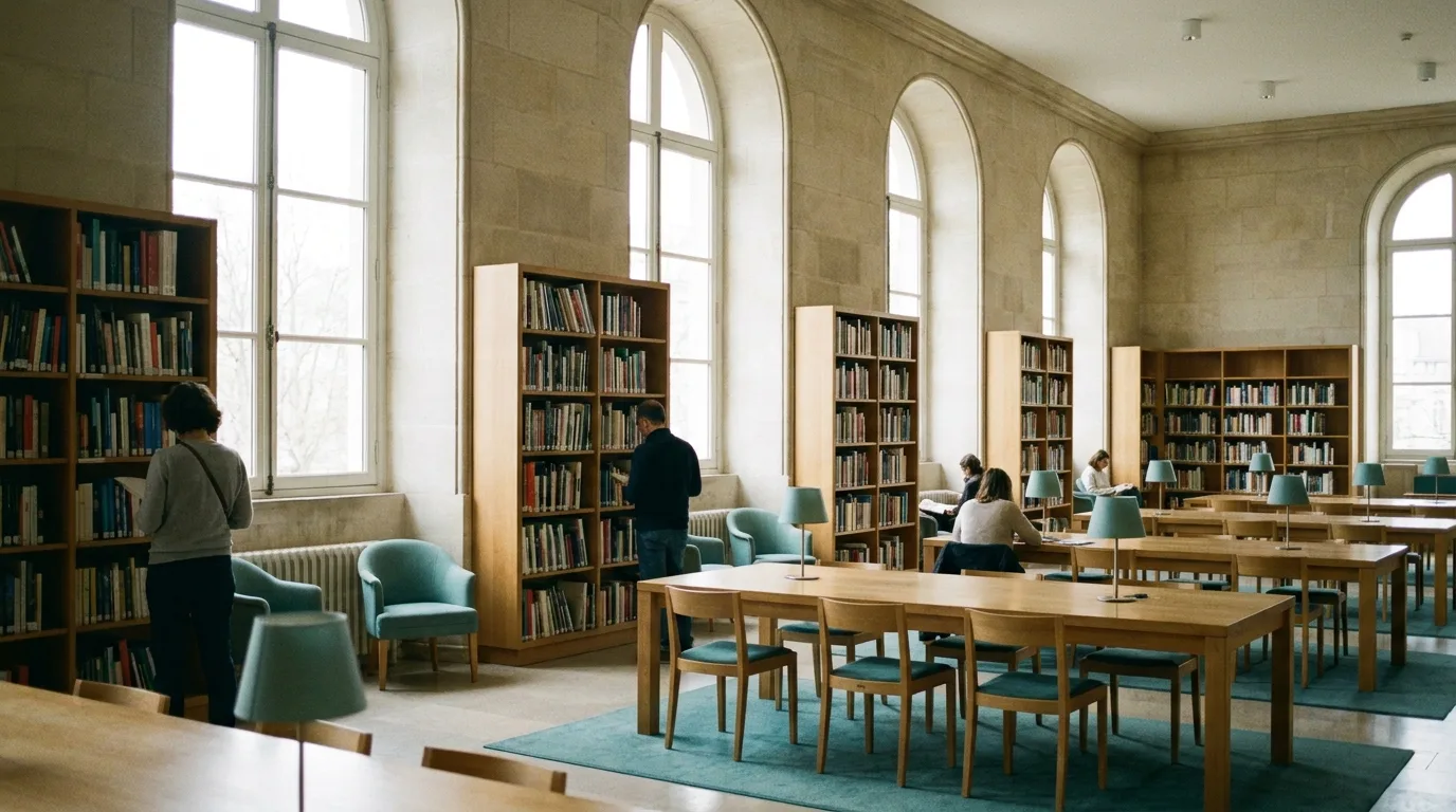 Besucherinnen und Besucher in der Bibliothek eines deutschen Kulturinstituts im Ausland